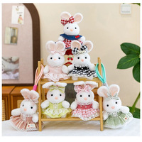 Nouveau Porte-clés Pendentif Peluche Lapin Habillé 12cm en Coton PP, Jouet Anti-stress pour Enfants, Accessoire de Sac, Décoration Suspendue