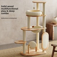 Promotion : Griffoir vertical moderne de luxe en bois massif à 4 niveaux pour chat, avec plateau en sisal, écologique et durable