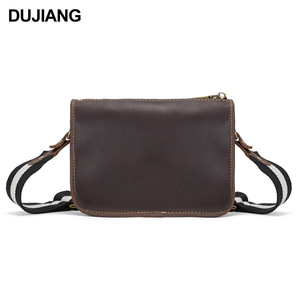 Sac bandoulière en cuir véritable Dujiang, couleur unie, sac de poitrine tendance pour homme - Product Image 5