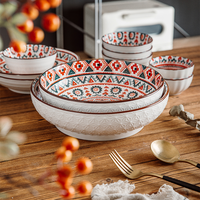 Simplee — ensemble de table en céramique, style bohème, élégant, avec motif imprimé à la machine, pour la maison, le restaurant