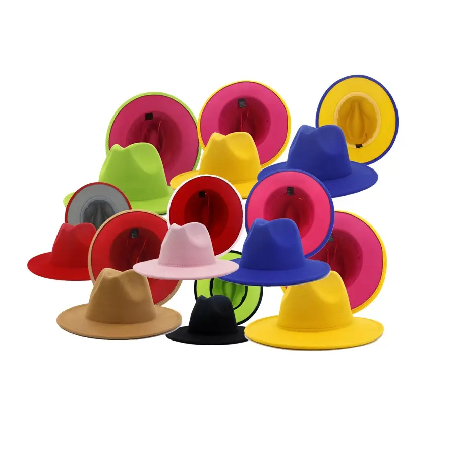 Yumfeel — chapeau fédora à large bord, pour femme et homme, couleur néon, robe, pour fête, spectacle, musique et Festival, bon marché, vente en gros