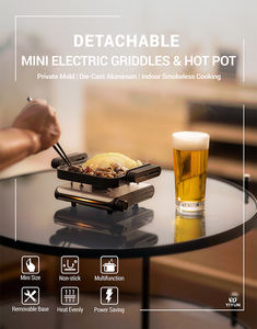 Hoogwaardige 2-in-1 draagbare antiaanbak grill- en bakplaatset met regelbare temperatuur, elektrische tafelgrillpan, elektrische hotpot - Product Image 2