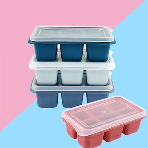 6 Compartment Ice <b>Cube</b> Mold With Lid Household Refrigerator Ice Tray For Family Use Freezer Safe - Product Image 1