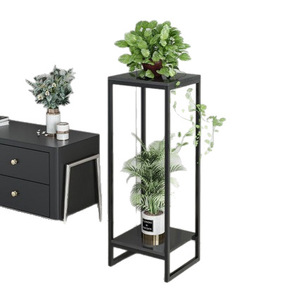 Black Iron Plant Stand 2 Tier <b>Modern</b> Minimalist Indoor Floor Standing For Living Room Decorative Flower Pot Holder - Product Image 5