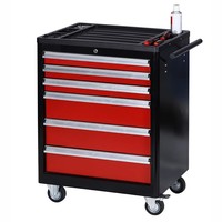 Armoire à outils en acier, boîte de rangement à 6 tiroirs, serrure à clé, capacité de 300 kg, chariot de réparation d'atelier