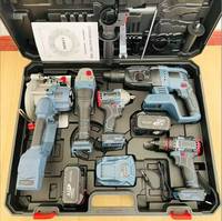 Kit combiné d'outils électriques sans fil professionnels 4-en-1 sans balais, batterie lithium 21V, meuleuse, perceuse, marteau, clé à chocs, ensemble industriel