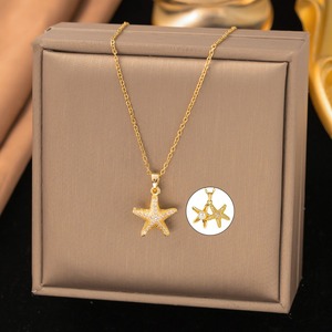 <span class=keywords><strong>Collana</strong></span> Estiva con Animali Marini, Ciondolo a Conchiglia Impermeabile per Donne, Gioielli in Acciaio Inossidabile Placcato Oro 18K - Product Image 5