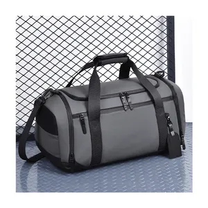 Silindir çanta su geçirmez taşınabilir Polyester bagaj spor salonu spor seyahat çantası