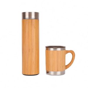 JW3829 300/350/450/500ml Temperature Display Double Wall Vacuum Insulated Smart Thermos Bamboo Water Bottle with Lid - Product Image 5