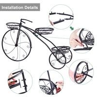 Support de fleurs pour jardin en fer, intérieur et extérieur, étagère pour plantes en forme de bicyclette