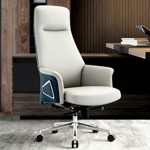 Chaise de bureau exécutive moderne en cuir PU et maille, fauteuil inclinable pour patron, ergonomique, réglable en hauteur - Product Image 1
