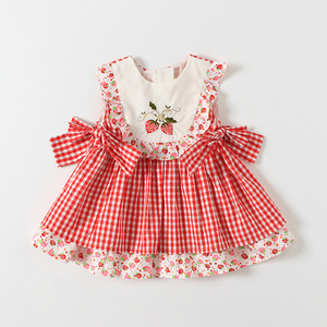 Boutique Plaid Del Vestito Del Bambino Del Ricamo Del Cotone Fragola 6 <span class=keywords><strong>Mesi</strong></span>-<span class=keywords><strong>3</strong></span> Anni di Stile di Lolita Del Vestito Del Bambino <span class=keywords><strong>Vestiti</strong></span> Del Bambino Sveglio Del Vestito - Product Image 5