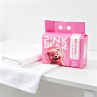 Serviettes faciales non tissées douces 300 g/m² épaisses jetables motif ours mignon grande taille respectueuses de la peau utilisation sèche et humide vente en gros OEM