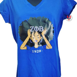 Camisetas Bordadas con Letras Griegas para Mujer de la Hermandad Zeta Phi Beta |   Camisetas de Algodón Personalizadas Bordadas de la Hermandad ZPB para Mujer - Product Image 5