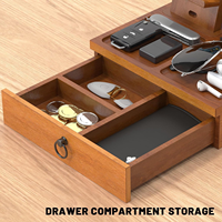 Support de téléphone en bois à monter soi-même avec tiroir, organiseur de table de chevet pour montre, support de téléphone portable en bois