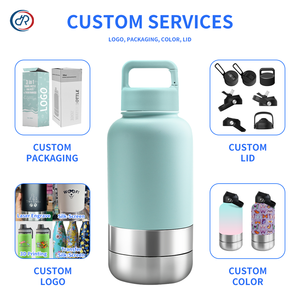 Logotipo personalizado 3 en 1 Alimentador de mascotas al aire libre Tapa DE LA MANIJA Frasco para perros 32oz Botella de agua de viaje portátil de acero inoxidable para perros con tapa de bucle - Product Image 4