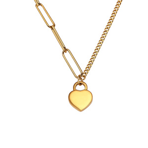 Collar de Acero Inoxidable con Colgante en Forma de Corazón para Mujer, Estilo Moderno y Popular, Collar de Acero de Titanio con Corazón para Mujer - Product Image 1