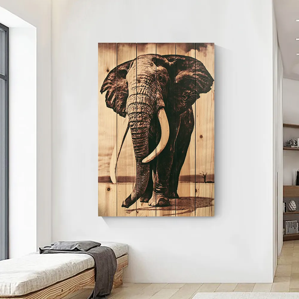 Elephant Design Living Room Art Pictures Wood Art Print Modern Wall Art UV Printing On Wood