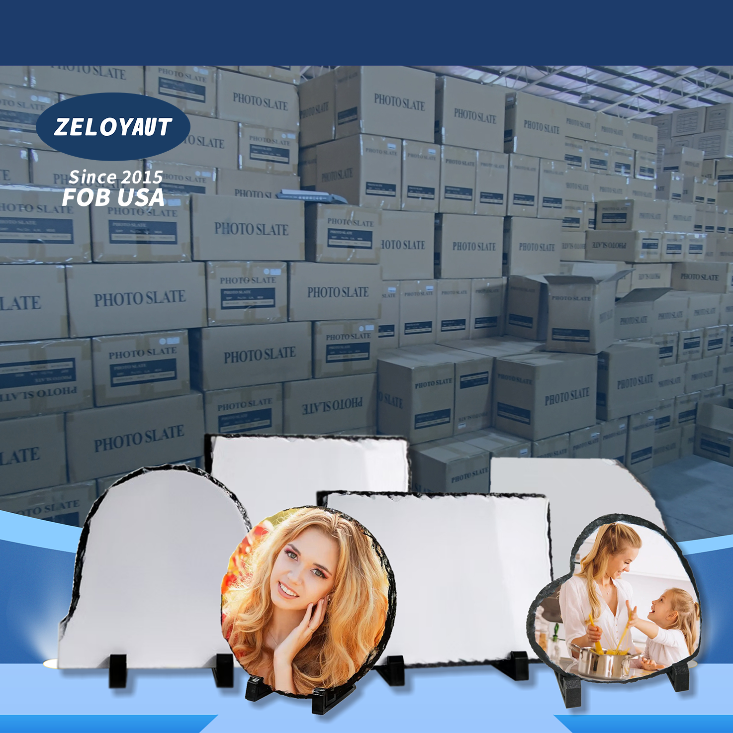 ZELOYAUT оптовая продажа сублимационных заготовок, сублимационная каменная сланцевая каменная фоторамка для свадьбы/Детские 4K фоторамка «сделай сам» подарки.