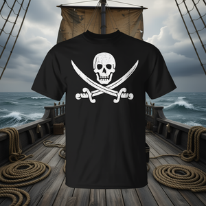 T-shirt pirate Skull Crossbones noir pour hommes, vêtements décontractés - Product Image 3