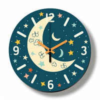 Horloge murale mignonne lune et étoiles, silencieuse, sans tic-tac, pour chambre d'enfant, chambre de bébé, décoration intérieure, décor ciel nocturne fantaisiste