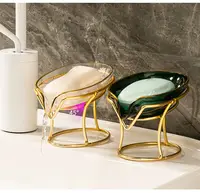 Blatt Golden Metall Marmor Dusche Badezimmer Küchen spüle Badewanne Easy Clean Trocken halter Saver Tray Bar Keramik Seifens chale mit Abfluss