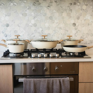 Modern Ceramic Non-Stick <b>Cookware</b> <b>Set</b> Glass Lids Bakelite Handles 10-Piece Enamel Coated Oven Dishwasher Safe for Gas <b>Induction</b> - Product Image 6