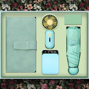 夏季婚礼纪念品促销礼品迷你风扇雨伞笔记本礼品套装送给宾客女朋友生日男孩礼物来自广东 - Product Image 1