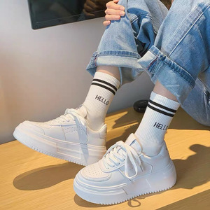 Scarpe Sportive Casual da Donna Bianche con Suola Spessa Traspiranti con Lacci 2026 Nuove Scarpe Basse per Bambini con Rialzo per Tutte le Stagioni - Product Image 2