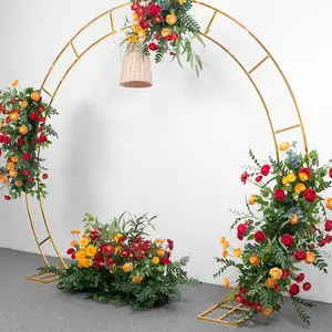 Evento de boda decoración desmontable pie arco marco Fondo Metal chapado en oro círculo boda flor