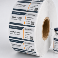 Étiquettes personnalisées en rouleau pour petits flacons de peptides, autocollants imperméables pour bouteilles, pour l'emballage d'échantillons, service d'impression QR code et de lots OEM