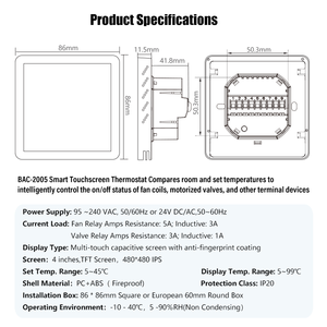 XZJ Tuya Wifi Sistema DE AIRE ACONDICIONADO CENTRAL Ventilador de agua Bobina Termostato <span class=keywords><strong>Control</strong></span> Interruptor de calefacción fría Servicio TFT - Product Image 6