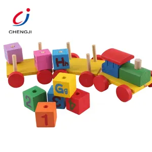 Di sicurezza per bambini colorato carrozza numero giocattolo di apprendimento precoce di legno treno lettere