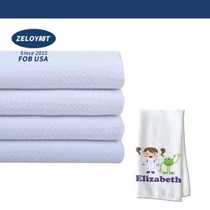 ZELOYAUT FOB USA ONLY 24H Shipping Sublimation White Towels Cotton/100% Polyester Towels With Printed Logo Blank Custom Logo