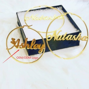 Pendientes de Aro de Acero Inoxidable con Nombre Personalizado, Diseño de Pendientes Dorados para Mujeres y Niñas - Product Image 6