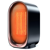 Ventilateur de bureau silencieux, sans lumière, mini, ignifuge, avec protection contre la surchauffe, thermostat réglable, élément chauffant PTC, pour chambre à coucher et maison