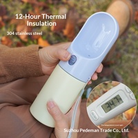Bouteille d'eau pour animaux de compagnie en acier inoxydable 400 ml, gobelet isotherme portable pour chiens et chats avec design pratique pour les voyages