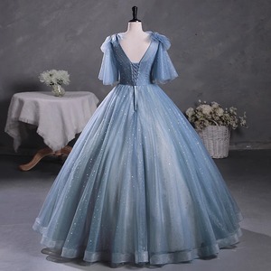 Blue Chiffon Empire Waist Tutu Skirt Women Shiny Performance Dress Adult Size 12-15 - Product Image 4