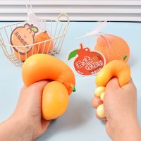 Lelijke Tangerine Speelgoed Realistisch Citrusvrucht TPR Stressbal Schattig Oranje Fidget Knijp Speelgoed Mesh Zakje Verpakking Draagbaar Zintuiglijk Speelgoed