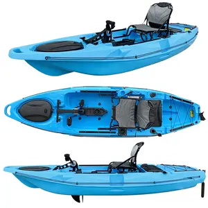 Kayak de pêche en HDPE, modèle 3.23m, 10,6ft, avec pédale à hélice et repose-pied, station large et bon marché