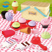 Panier à main pour pique-nique et jeu de rôle pour enfants Jouet à crème glacée Panier à dessert Jouet à crème glacée Ensemble de jouets