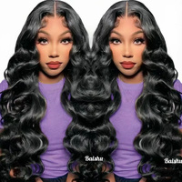 Perruques 100% Cheveux Humains, Dentelle HD Transparente 13*4, Ondulées Noires Naturelles, Cheveux Longs Bouclés, Styles Brésiliens et Vietnamiens, Perruque Sans Colle