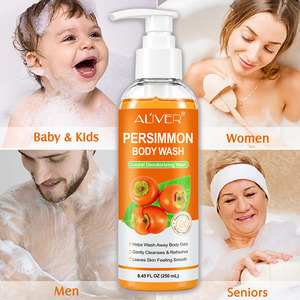 ALIVER <span class=keywords><strong>Gel</strong></span> de Ducha Desodorante Natural, Refrescante, Limpieza Profunda, Control de Olores, Exfoliante, Hidratante, Nutritivo, con Extracto de Caqui - Product Image 1