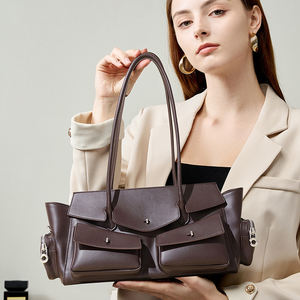 Bolso Retro de Gran Capacidad Estilo Motociclista para Mujer, Bolso de Mano para Debajo del Brazo, Multibolsillos, para Viajes Diarios, de Cuero Genuino - Product Image 3