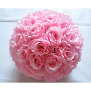 LFB025-13 粉红色挂装饰人造丝绸花球，婚礼花球，玫瑰花球