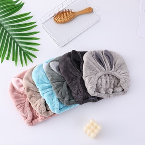 Lindo Gorro de Toalla para Secar el Cabello con Orejas de Conejo, Tela de Microfibra de Rizo, Secado Rápido, Color Sólido, para Adultos, Uso en Casa y Viajes - Product Image 2