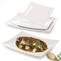 Groothandel Restaurant Servies Melamine Wit Plastic 8 Inch Goedkope Bulk Gerechten Melamine Rechthoekige Dinerplaat