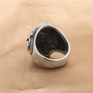 Men's Silver Skull <b>Ring</b> <b>Titanium</b> Steel Retro Punk Rock Jewelry Gift - Product Image 2