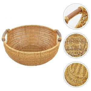 Panier en jacinthe d'eau, grande tour, paniers à linge tissés en feutre, style bohème, décoratif, petite paille pour la décoration - Product Image 3