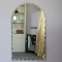 Senza telaio Del Modello di Grano Incisione Smussato Irregolare Decorativo Specchio A Parete